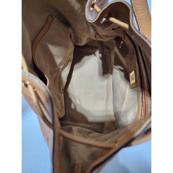 Authentic MCM Visetos Essential Drawstring Bucket Bag Cognac - Picture 9 of 16